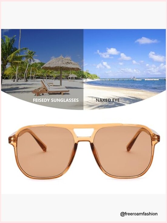 Retro Square Aviator Sunglasses 70s Vintage Trendy Plastic Frame UV400 Unisex main image 2